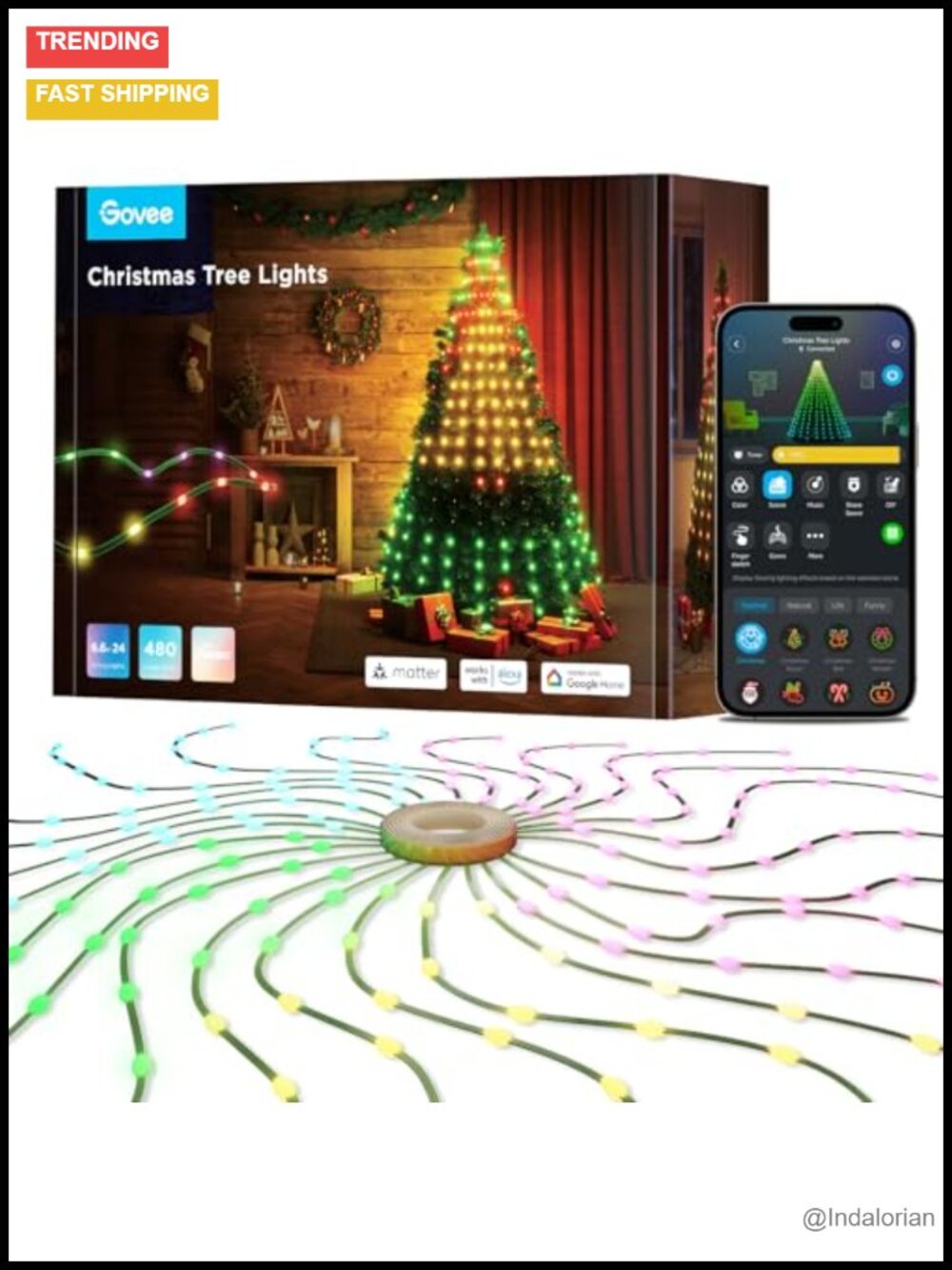 Govee Christmas Tree Lights 6.6ft 24 String Lights Holiday Decor